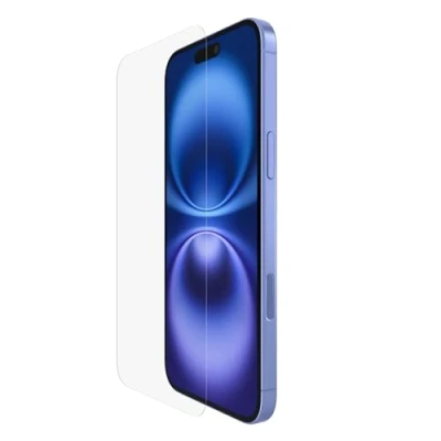 Abbildung von Belkin ScreenForce InvisiGlass iPhone 16 Plus Displayschutz, kratzfest folie, Positionierungsschale für blasenfreie Applikation, aus recyceltem Glas Plus, 15 14 Pro Max