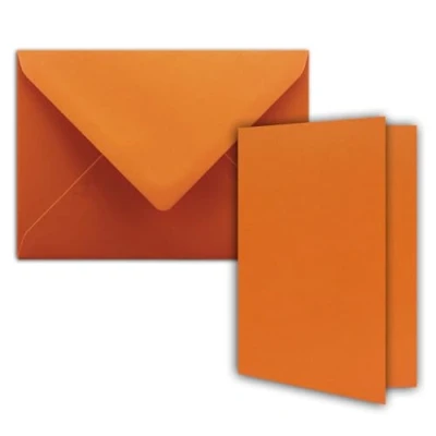 Abbildung von 25x DIN B6 Faltkarten Set mit Umschlägen in Terracotta (Orange) 120 x 170 mm ideal für Einladungskarten, Hochzeit, Taufe, Kommunion, Konfirmation Marke: FarbenFroh