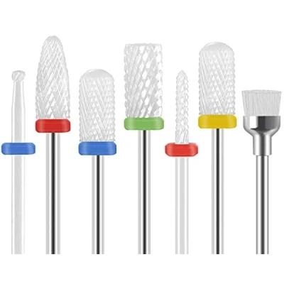 Abbildung von Homeet 7 Stück Nagelfräser Bits Keramik Aufsätze Professioneller Nägel Entfernen Gel Acryl Nagelhaut Nagelbohrer Werkzeuge für Maniküre Pediküre Gelnägel