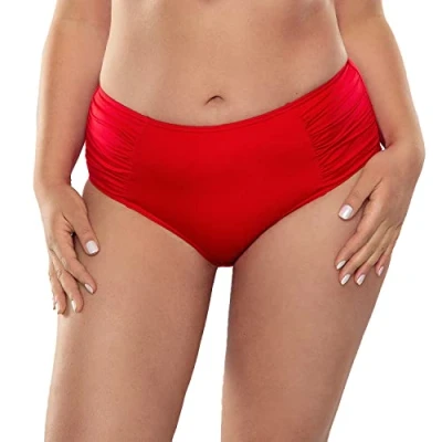 Abbildung von VIVISENCE 3002 Bikinislips Dame Bademode Musterlos Gerafft Hoher Bund Setteil EU, Rot,42