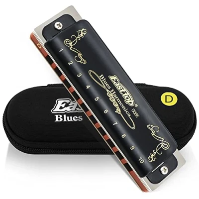 Abbildung von East Top Diatonische Blues Harmonica Mundharmonika 10 Löcher T008K Tonart D Für professionelle Spieler, Anfänger, Studenten, Erwachsene, Kinder, als Geschenk