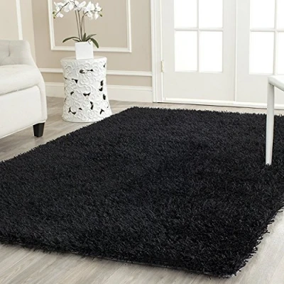 Abbildung von SAFAVIEH Zottelig Teppich für Wohnzimmer, Esszimmer, Schlafzimmer New Orleans Shag Collection, Hoher Flor, Schwarz und Schwarz, 61 X 91 cm
