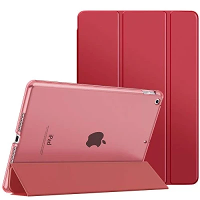 Abbildung von MoKo Schützhülle Kompatibel mit Neu iPad 9. / 8. 7. Generation (2021/2020/2019), Tablethülle Ständer Matt Rückseite Auto Schlaf/Aufwach Funktion für 10,2 Zoll, Rot