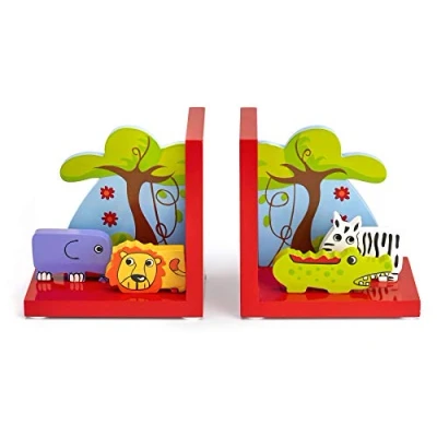 Abbildung von Mousehouse Gifts Kinder 3D Safari Buchstützen aus Holz für Mädchen &amp; Jungen