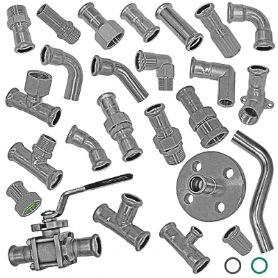Abbildung von Edelstahl Pressfitting V4A alle Sorten 15 bis 28mm M Kontur Profil passt zu Geberit Mapress Fittinge &gt; Winkel 90 Einsteckende i a Für Rohr Außendurchmesser 22mm