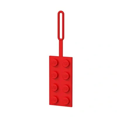 Abbildung von IQ Lego Iconic Red Brick Silikon Gepäckanhänger für Reisen, Koffer, Rucksack ikonisch, ungiftig und geruchlos, mit beschreibbarer Oberfläche auf der Rückseite zur Identifizierung des Ausweises.