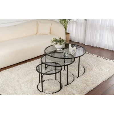 Abbildung von Skye Decor Couchtisch 100% TEMPERED GLASS und METAL, 80 cm 60 42 cm, NRD1104 (Set, 3 St., 3er Set),