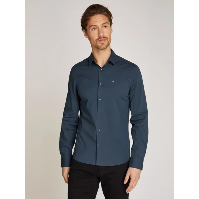 Abbildung von Calvin Klein Langarmhemd SLIM FIT STRETCH POPLIN mit Kentkragen