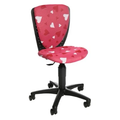 Abbildung von Topstar S&#039;cool 3, Kinderdrehstuhl, Schreibtischstuhl für Kinder, Bezugsstoff pink, Motiv Herzchen, 39D x 43W 94H cm