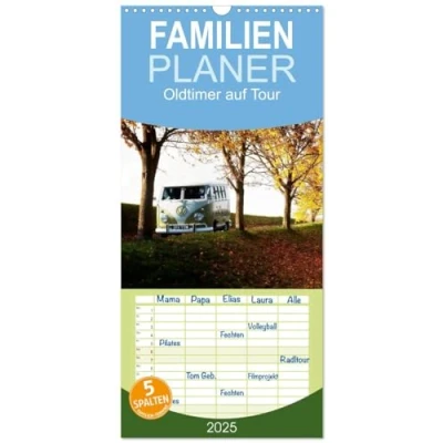 Abbildung von Familienplaner 2025 Oldtimer auf Tour mit 5 Spalten (Wandkalender, 21 cm x 45 cm), CALVENDO