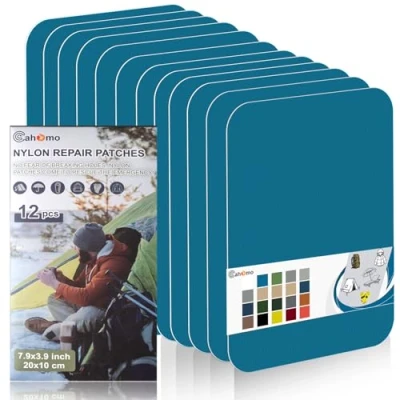 Abbildung von Nylon Reparatur Patches, Cahomo 12 Stück 20 X 10 cm Selbstklebender Wasserdichte Patch, Flicken Selbstklebend, für Jacken, Zelte, Oberbekleidung Blau