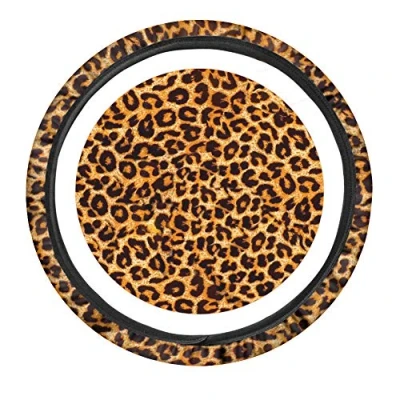 Abbildung von Binienty Universal Auto Lenkradbezug Stretch On für LKW SUV Van Braun Leopard Streifen