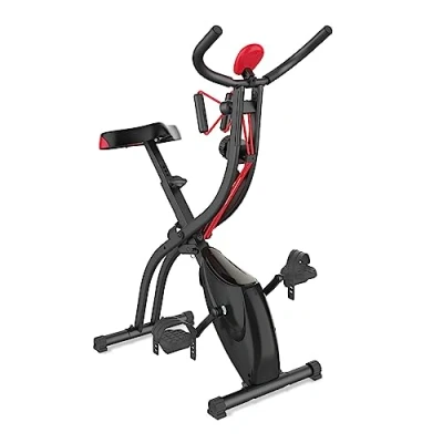 Abbildung von VITALmaxx Fitnessbike Heimtrainer Fitness Bike Cardiobike, mit Expanderbänder schwarz/rot