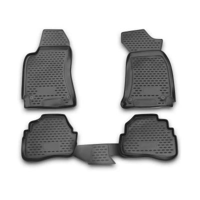Abbildung von OMAC 7504444 Fußmattensatz Gummi, TPE (thermoplastischer Elastomer) 4 schwarz OPEL: Corsa D Schrägheck, VOLKSWAGEN: Passat B5 GP Variant