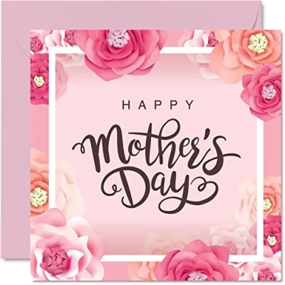 Abbildung von Stuff4 Muttertagskarte für Mama, Blumenstrauß, Happy Mother&#039;s Day Karte Mutter von Sohn, Tochter, 145 mm x mm, saisonale schöne Grußkarten Mama