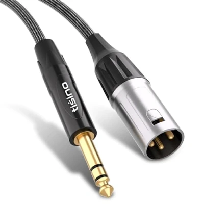 Abbildung von Tisino Klinke 6,3 TRS auf XLR Kabel, Nylongeflecht Symmetrisches 6,35 mm Stereo Signalverbindungskabel Mikrofonkabel 3M