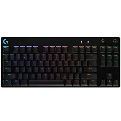 Abbildung von Logitech G PRO TKL mechanische Gaming Tastatur, GX Blue Clicky Switches, LIGHTSYNC RGB, Design ohne Nummernblock für Esport Gaming, Abnehmbares Mikro USB Kabel, Skandinavisches Layout Schwarz
