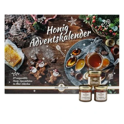 Abbildung von Breitsamer Honig Adventskalender 2024 Insgesamt 24 ausgewählte einzigartige Spezialitäten im 40g Glas für eine überraschend süße Adventszeit (24 x 40g)