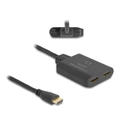 Abbildung von Delock HDMI Switch 2 x in zu 1 out 8K 60 Hz mit integriertem Kabel 50 cm