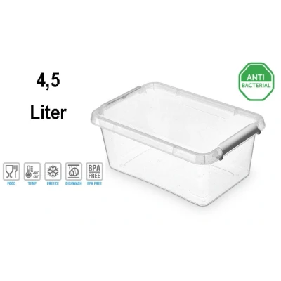 Abbildung von NANO BOX mit Deckel und Clips / antibakterielle Wirkung 4,5 Liter 29x20x12cm Klar/Silber/Glitter