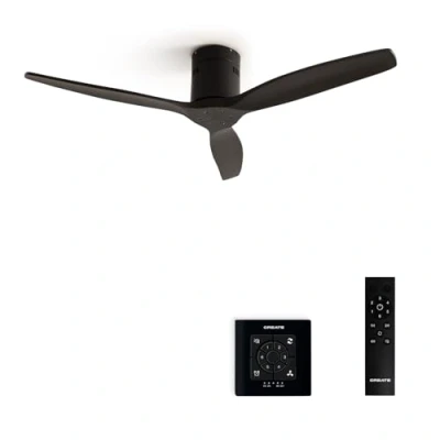 Abbildung von CREATE / WINDCALM/Deckenventilator Schwarz mit Fernbedienung und Wandschalter 40W, Leise, Ø132 cm, 6 Geschwindigkeiten, Timer von 1 bis 4 Std., DC Motor, Sommer Winterbetrieb