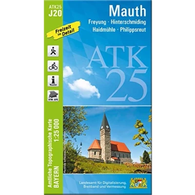 Abbildung von ATK25 J20 Mauth (Amtliche Topographische Karte 1:25000): Freyung, Hinterschmiding, Haidmühle, Philippsreut (ATK25 Amtliche 1:25000 Bayern)