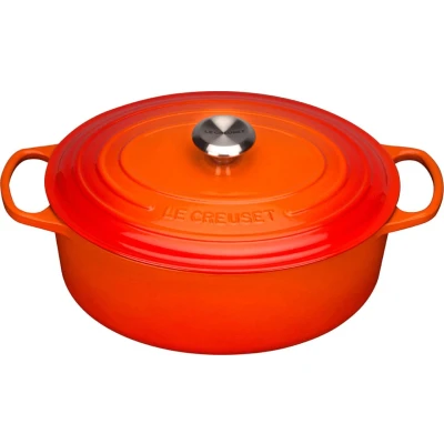 Abbildung von Le Creuset Signature Gusseisen Bräter mit Deckel, Ø 33 cm, Oval, Für alle Herdarten und Induktion geeignet, Volumen: 7,5 l, 6,595 kg, Ofenrot, 21178330902430