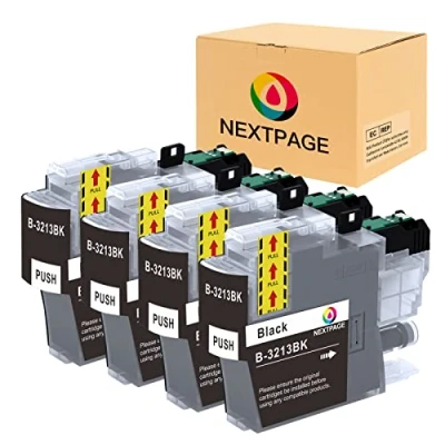 Abbildung von Nextpage LC3213 Patronen Kompatibel für Brother LC 3213 LC3211 Druckerpatronen DCP J572DW MFC J491DW J497DW J890DW J895DW J774DW Drucker (4 Packs Schwarz)