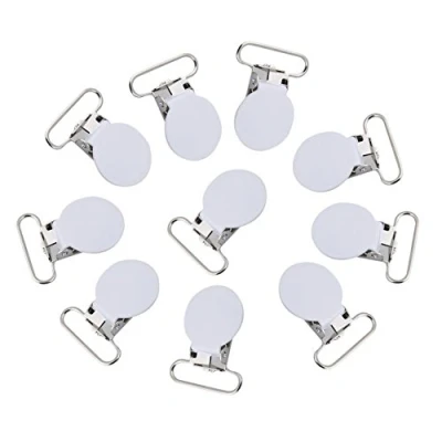 Abbildung von Metall Schnuller Clips, Rund Schnullerkettenclips Hosenträger Clips Dummy Nippel Halter für Baby Kleinkinder 10 Stücke(Weiß)
