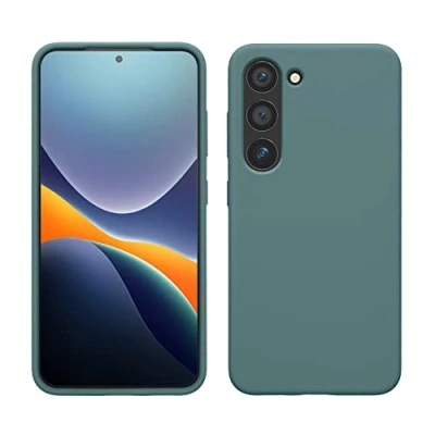 Abbildung von kwmobile Hülle kompatibel mit Samsung Galaxy S23 dünnes Silikon Handy Case stoßfeste Handyhülle weiche Oberfläche Kabelloses Laden Arctic Night