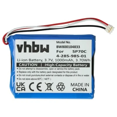 Abbildung von vhbw Akku kompatibel mit Sony Pulse Wireless Headset 7.1 Kopfhörer (1000 mAh, 3,7 V, Li Ion)