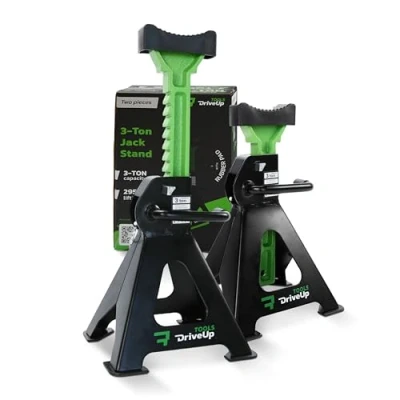 Abbildung von DRIVEUPTOOLS Unterstellböcke für Auto (3TONS 420max) Stabilisierende Wagenheberständer, 2er Pack Hubhöhe 280 mm420 mm Autolift Steht 3 Tonnen, insgesamt 6 Tonnen.