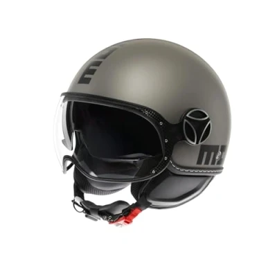Abbildung von MOMODESIGN FGTR EVO E2206 Jethelm mit Sonnenvisier, offener Motorradhelm für Motorrad und Scooter, Damen Herren, Titan Matt/Schwarz, XS