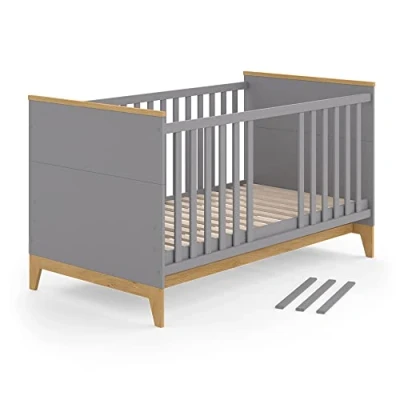 Abbildung von VitaliSpa Gitterbett Malia, Grau/Eiche, 70x140 cm