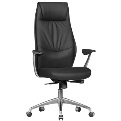 Abbildung von FineBuy Bürostuhl Echt Leder Schreibtischstuhl 120KG Chefsessel mit Synchronmechanik Drehstuhl