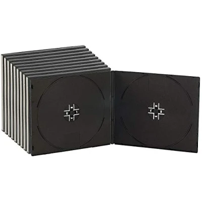 Abbildung von PEARL CD Tasche: Doppel Slim Soft Boxen im 10er Set, 7 mm, schwarz (CD DVD Blu Ray Box, Softcover Slim, Softbox)