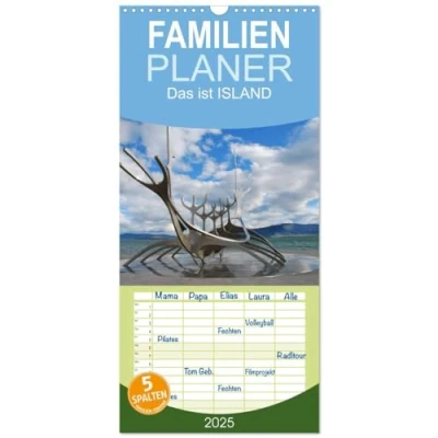 Abbildung von Familienplaner 2025 Das ist ISLAND mit 5 Spalten (Wandkalender, 21 cm x 45 cm), CALVENDO