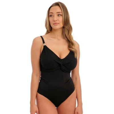 Abbildung von Fantasie Ottawa Underwire Twist Front Swimsuit with Adjustable Legs in Black (FS6360) *Sizes D GG*
