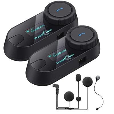 Abbildung von FreedConn Motorrad Intercom TCOM SC Helm Bluetooth Headset Gegensprechanlage für Skifahren LCD Bildschirm/FM Radio/Freisprechen/Reichweite 800M / 2 3Riders Pairing/Schwarz