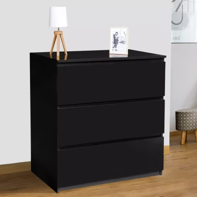 Abbildung von Kommode mit 3 Schubladen Design Holz schwarz IDMarket