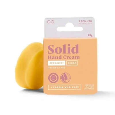 Abbildung von 4peoplewhocare Handcreme Vegan 30g &quot;Veganer Daumenschmaus&quot; Feste Hand Creme für trockene Hände Shea Butter, Candelillawachs, Olivenöl Zertifizierte Naturkosmetik (Nachfüller)