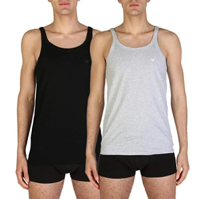 Abbildung von Emporio Armani Underwear Herren 2 Pack Tank Pure Cotton Schlafanzugoberteil, Weiß A, S (2er Pack)