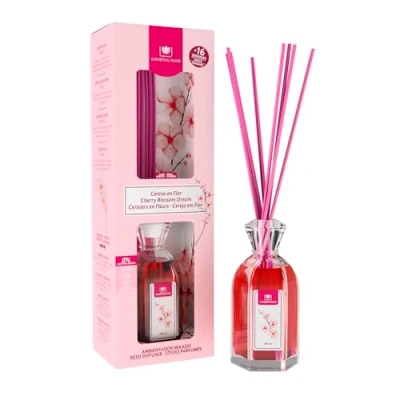 Abbildung von CRISTALINAS Klassischer Mikado Lufterfrischer Langanhaltender Raumduft Aroma Diffuser (Kirschblüte 180ml)