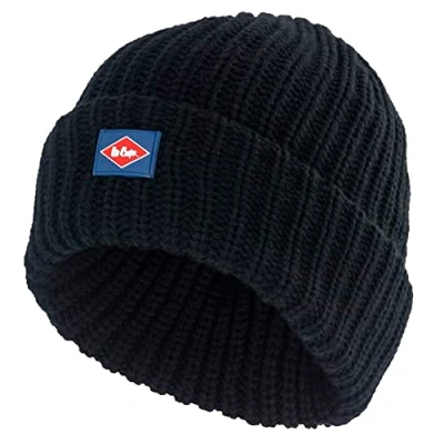 Abbildung von Lee Cooper Unisex Chunky gebreide met fleece voering Beanie Hat, Schwarz, Einheitsgröße EU