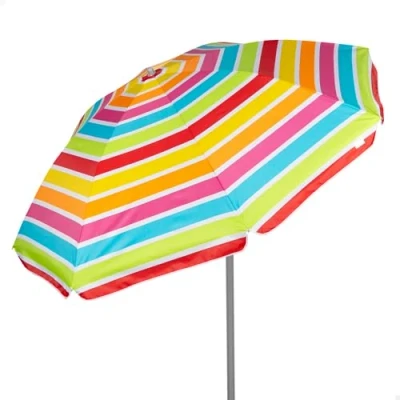 Abbildung von AKTIVE 62362 Großer Strandschirm, UV50 Schutz, neigbar und höhenverstellbar, Stahlmast, Oxford Gewebe, 8 Streben, große Sonnenschirme, Tragetasche mit Griff, 200 cm, mehrfarbig, gelb, Grande, Strand