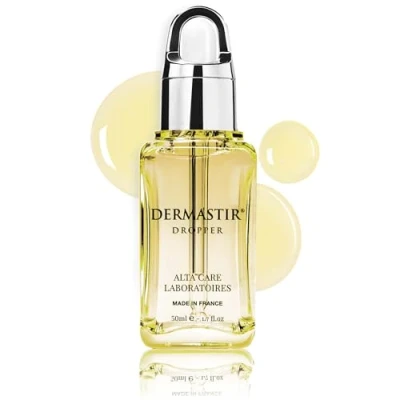 Abbildung von Dermastir Dropper Retin Oil Retinol Gesichtsserum mit 8 botanischen Ölen Anti Falten Wirkung, feuchtigkeitsspendend, Glasskin, hergestellt in Frankreich, 50 ml