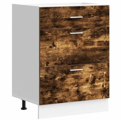 Abbildung von vidaXL Küchenunterschrank Räuchereiche Holzwerkstoff, Spülenunterschrank, Schrank Küche, Lagerschrank, Unterschrank für Küchenzeile
