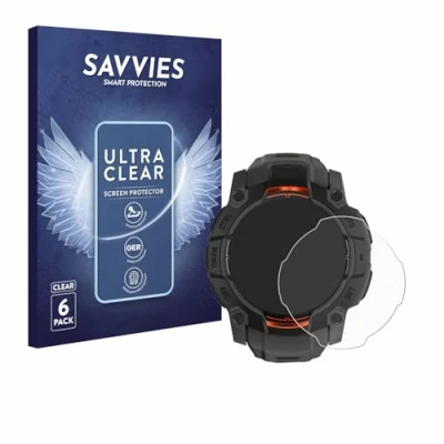 Abbildung von Savvies 6 Stück Schutzfolie für Garmin Instinct 3 Solar (50 mm) Displayschutz Folie Ultra Transparent