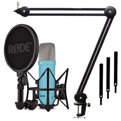 Abbildung von Rode NT1 Signature Blue Studio Mikrofon Blau + keepdrum MS138 Gelenkarm Stativ Schwarz