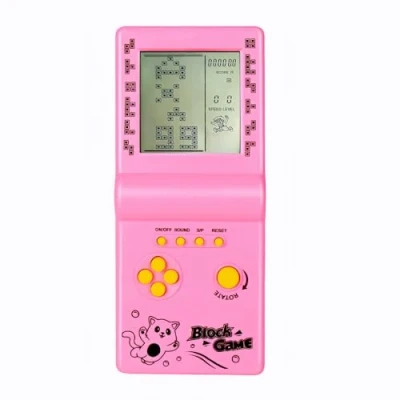 Abbildung von 3,5 Zoll Großbild Ziegel Spielkonsole Baustein Spiel Renn / Panzerspiel eingebaute 26 Klassische Spiele nostalgisches Puzzle (Rosa)